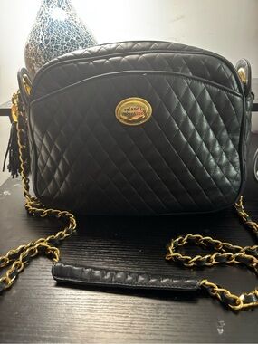 Authentic Vintage Valentino Orlandi Black Quilted Leather Camera Bag